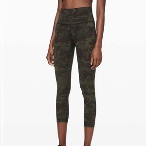 Lululemon Wunder Under HR 25” Camo Multi Gator Green